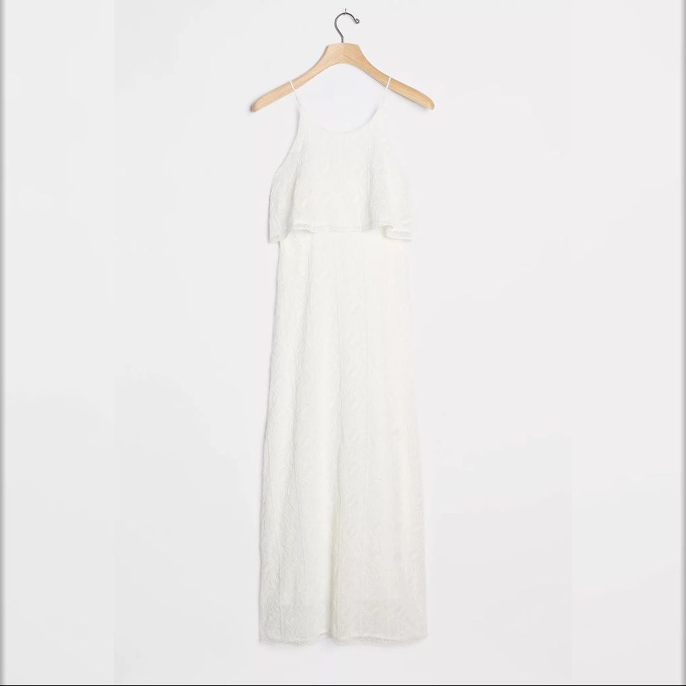 Anthropologie Madilyn Embroidered Maxi Dress White
